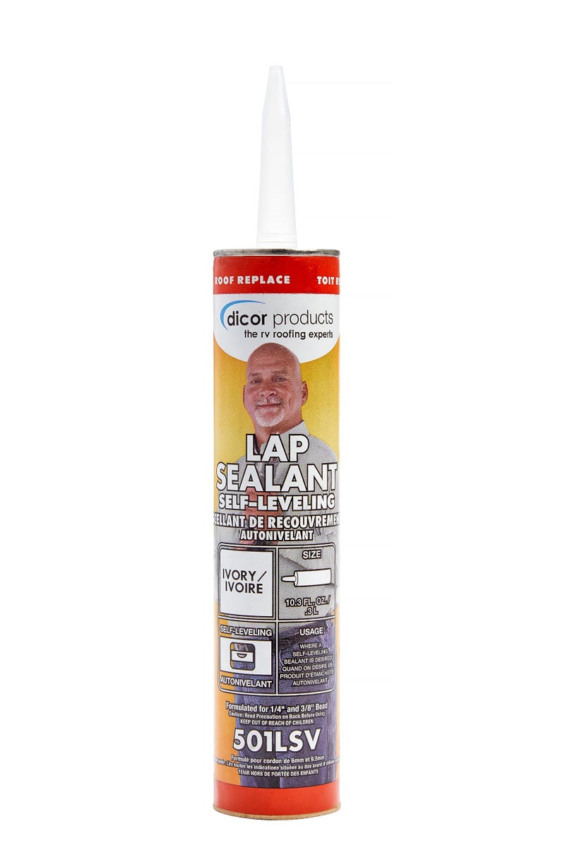 Dicor 501LSV-1 HAPS-Free Self-Leveling Lap Sealant for horizontal surfaces - 10.3 Oz, Ivory, Secure, Ideal for RV Roofing, Maintenance, Repair, Appliance Application - Image 1